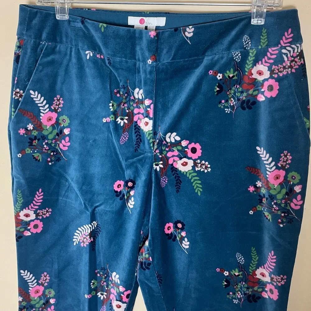 Boden Sackville Crop Pants US 8P Floral Stretch Velvet Business Casual - Picture 6 of 11